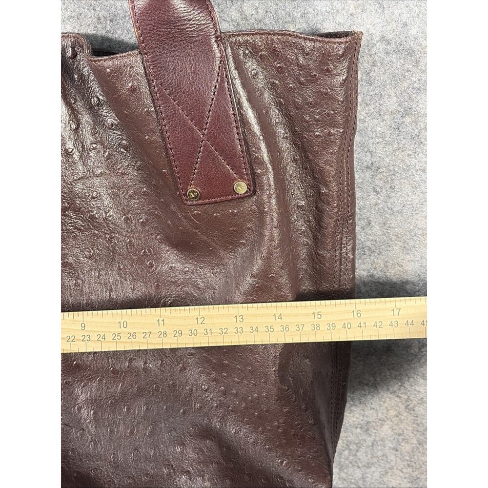 Diane von Furstenberg Addison Burgundy Ostrich Embroidered Leather Tote - Picture 13 of 13